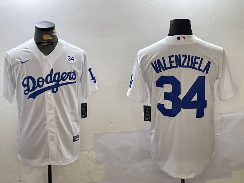 Men Los Angeles Dodgers #34 Valenzuela White Game 2024 Nike MLB Jersey style 11206